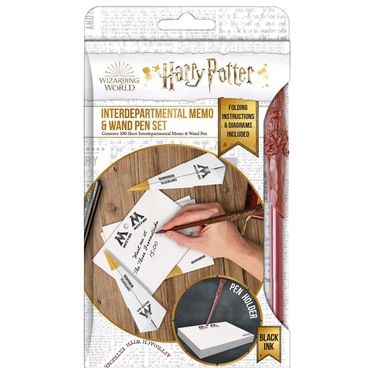 Harry Potter Interdepartmental Memo Note Block And Pen Set - White/Yellow