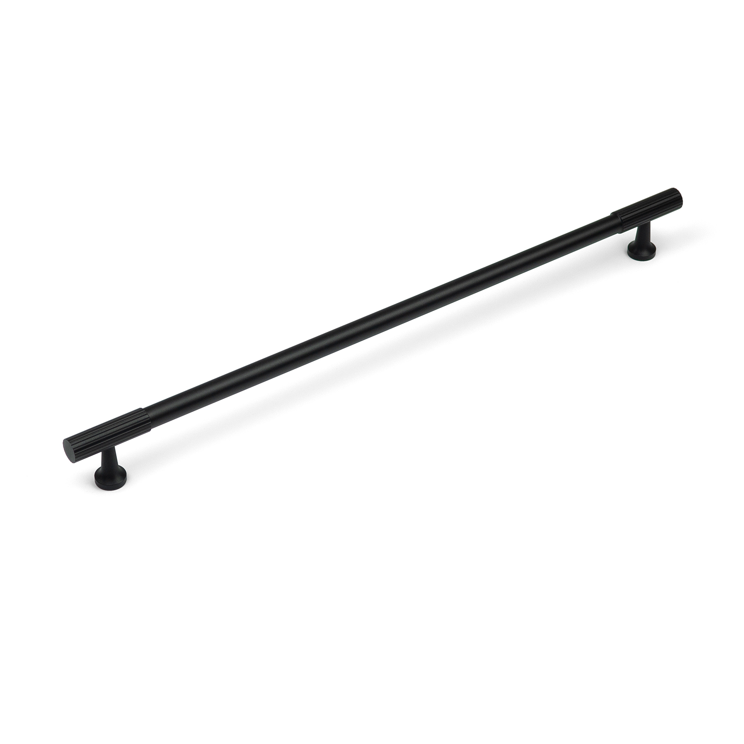 Handle & Home Subtle Reeded Detail Cabinet Handle - Matt Black - Matt Black / 360Mm
