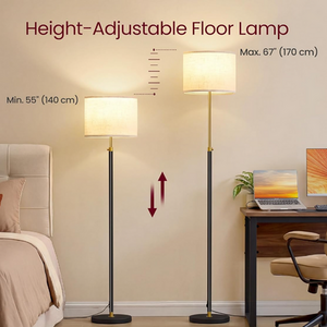 Adjustable Gold Black Floor Lamp with Remote and Foot Switch