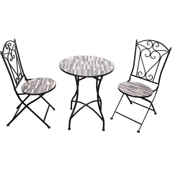 Mosaic Bistro Set with Table and 2 Folding Chairs