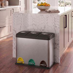 SONGMICS 3-in-1 Kitchen Waste Bin with Pedals