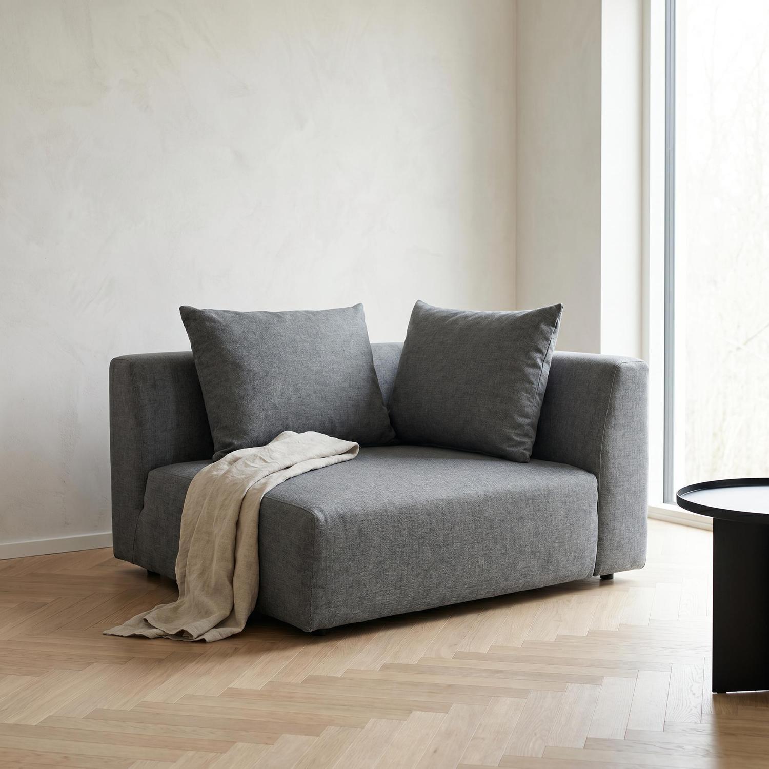 Abakus Direct Tokyo Corner Seat In Classic Grey Brushed Tweed Fabric With Deep Seat - Charcoal