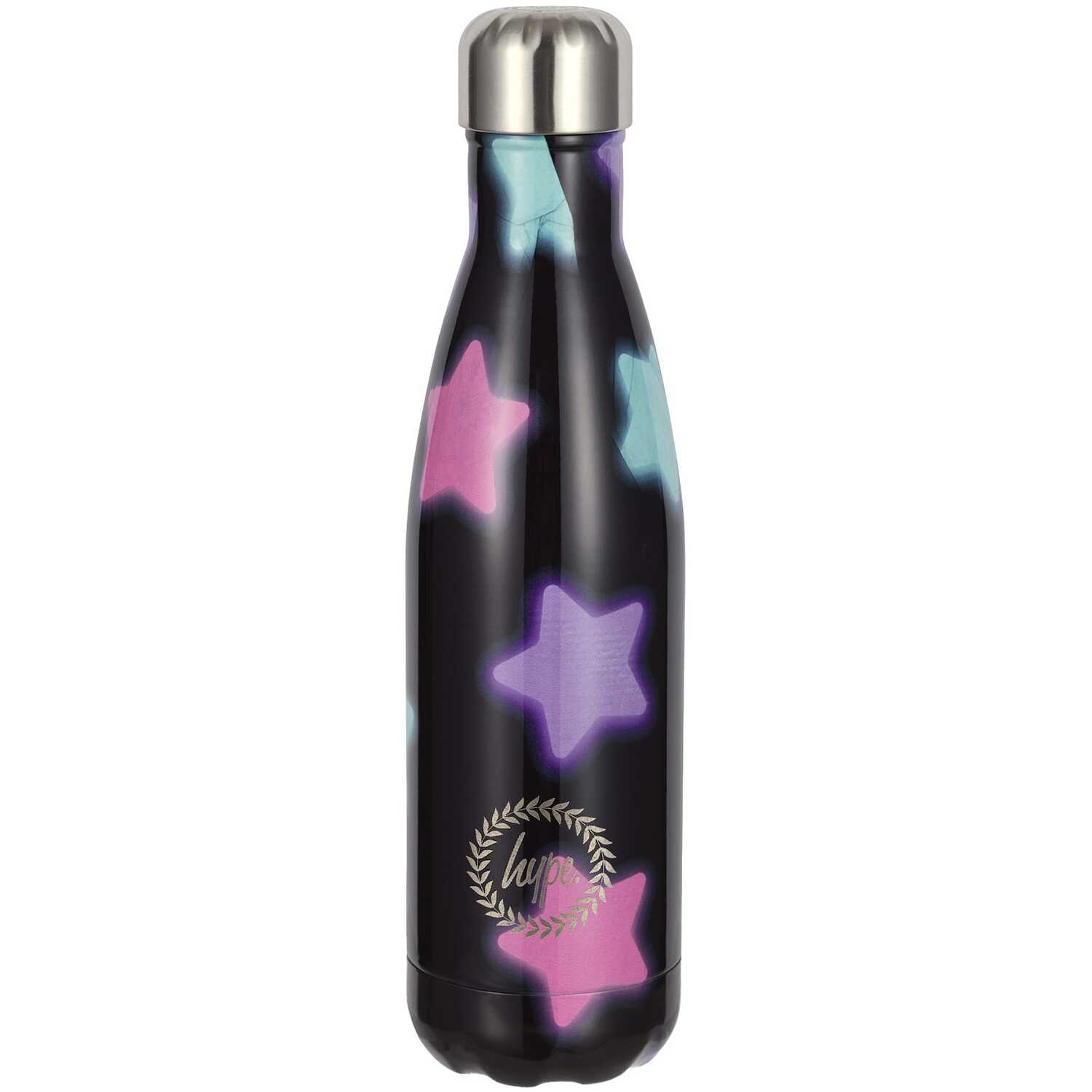 Thermal Water Bottle Multi Star Galaxy Print | Stainless Steel Leak Proof Bottle - Black