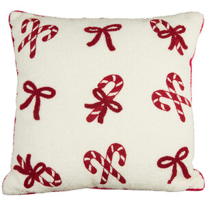 Candy Cane Bow Boucle Cushion
