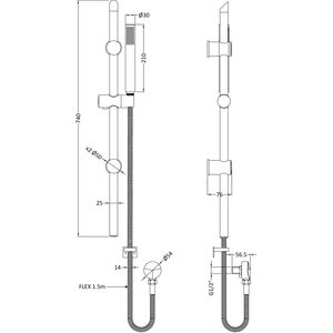 Round Slide Rail Shower Kit with Outlet Elbow - Brushed Brass