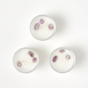 Amethyst Lavender Crystal Scented Candle Set  Pack of 3