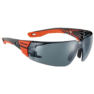 Bolle, Rush+ 2.0, Safety Glasses, Medium/Large, Smoke Lens, Platinum