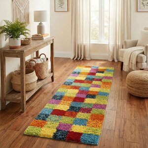 Rio Modern Living Room Shaggy Area Rug Geometric Abstract Rug Rubix Design