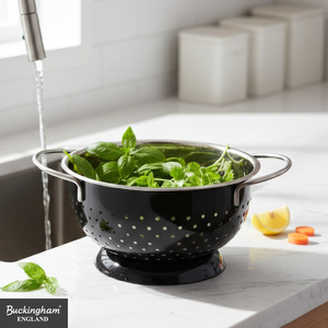 Buckingham Stainless Steel Hemisphere Colander Strainer 1.5 L 18 cm Black