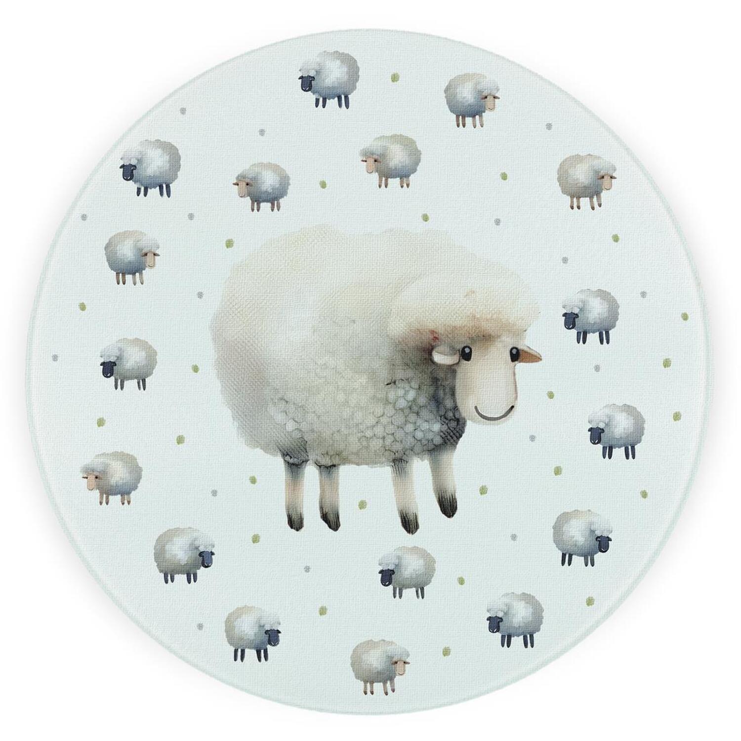 Image of Spring Sheep Textured Glass Round Trivet&hellip;