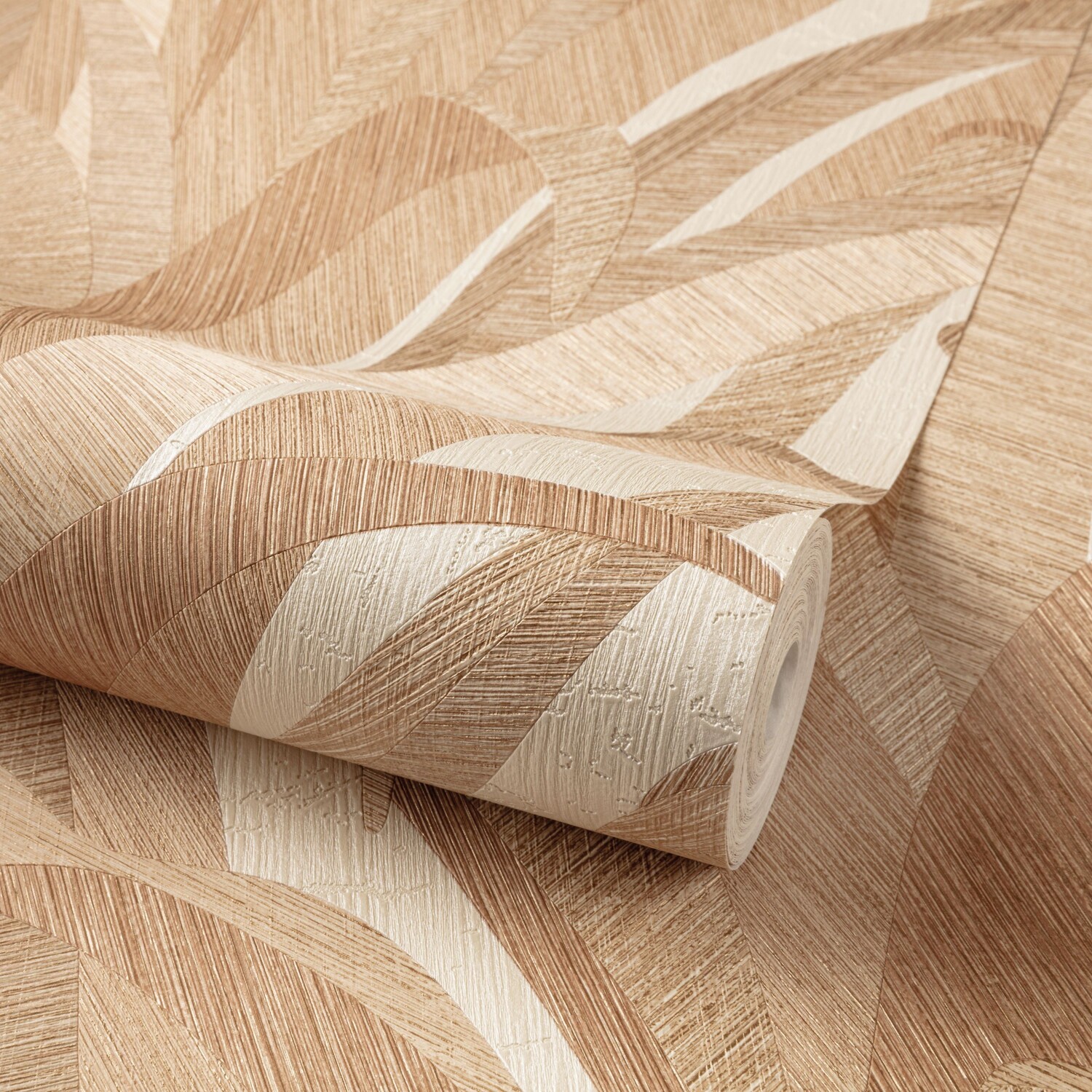 Grandeco Boutique Olivine Rust Grass Leaves Embossed Wallpaper - Image 4