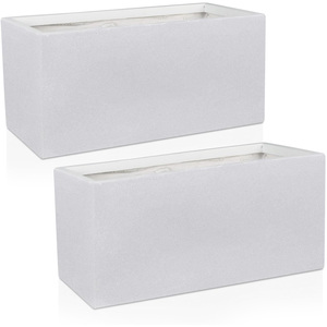 Set of 2 Idealist Trough Garden Rectangular Planter, Outdoor Large Plant Pot