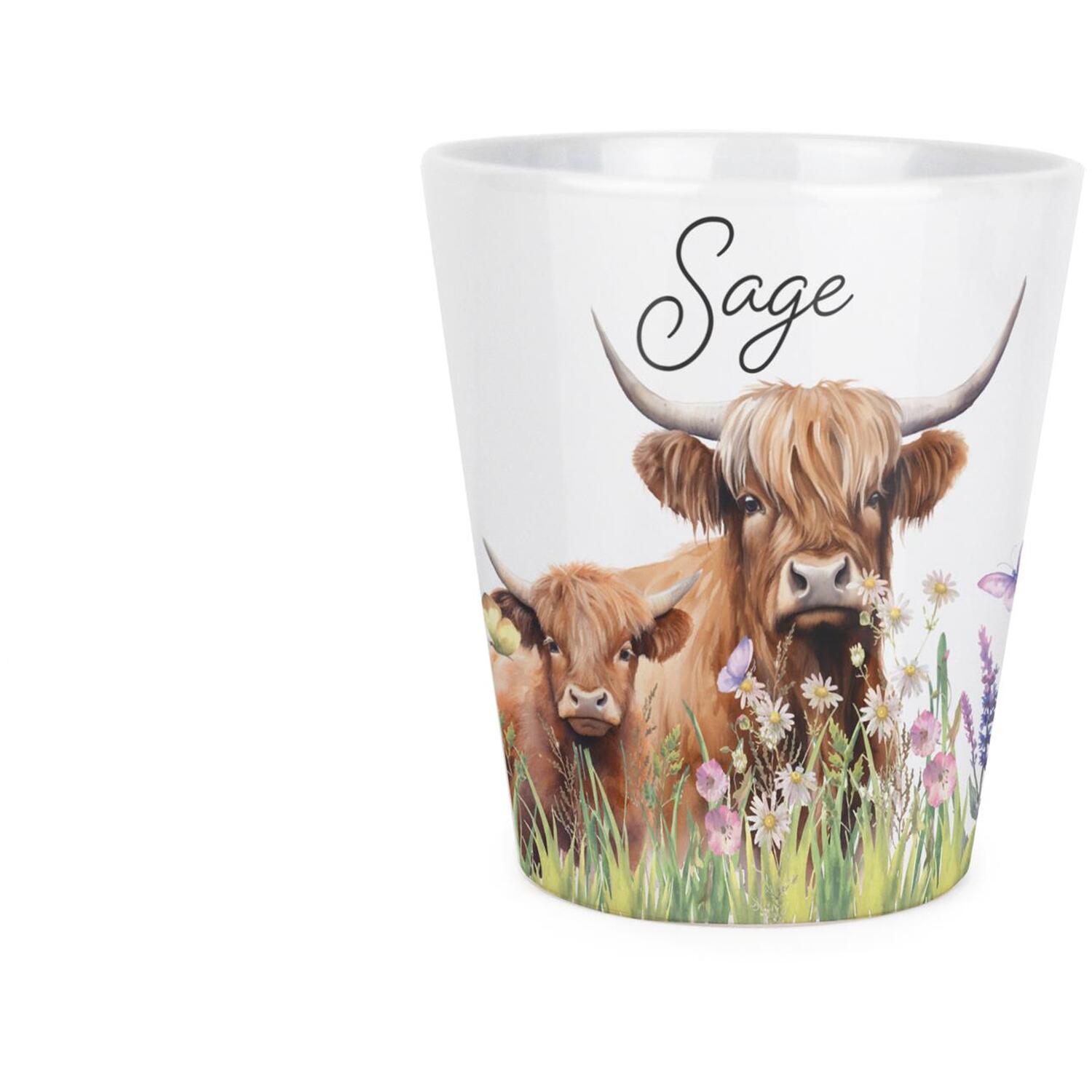 B&Q -  Highland Cow & Calf Small Ceramic Sage Plant Pot - Image 3