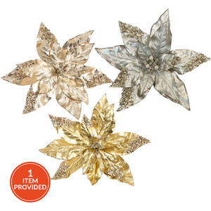 Metallic Poinsettia Flower Clip