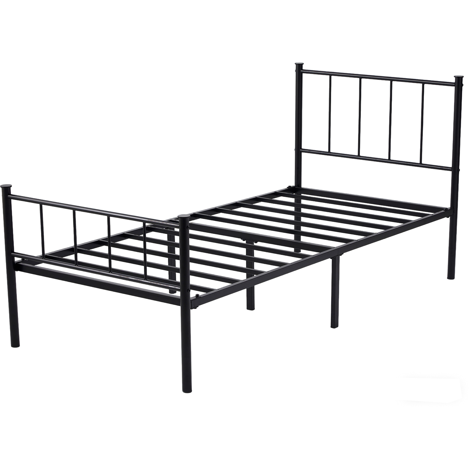 Mcc Direct 3Ft Single Black Metal Bed Frame With Headboard And Footboard Finn - Black