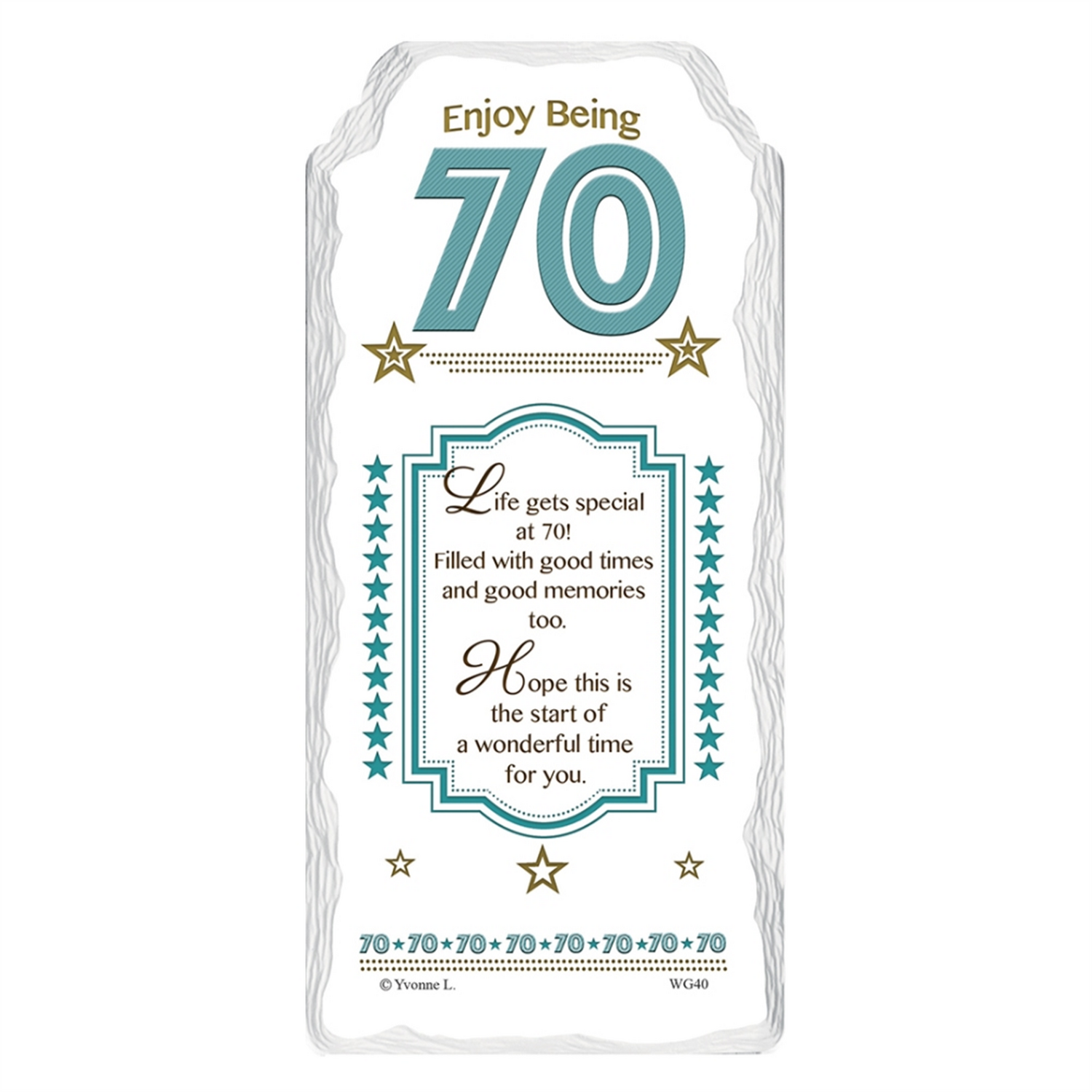 Enjoy Being 70 Sentimental Handcrafted Ceramic Plaque - Multi