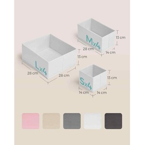 Set of 12 Foldable Drawer Storage Boxes, White