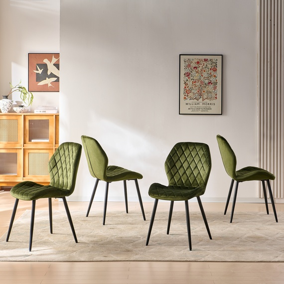 SONARA Modern Velvet Dining Chairs Set of 4 with Ergonomic Curved Backrest-Champagne