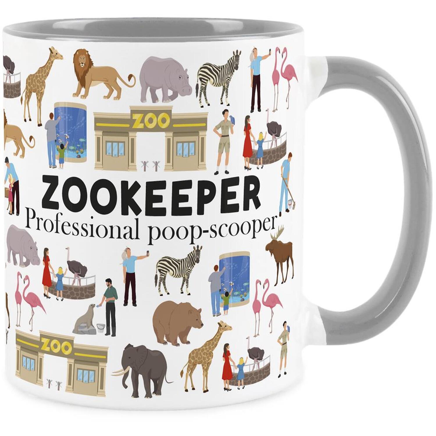 Zookeeper Mug - Novelty Zoo Worker/Animal Keeper Grey Ceramic Mug Gift - Image 2