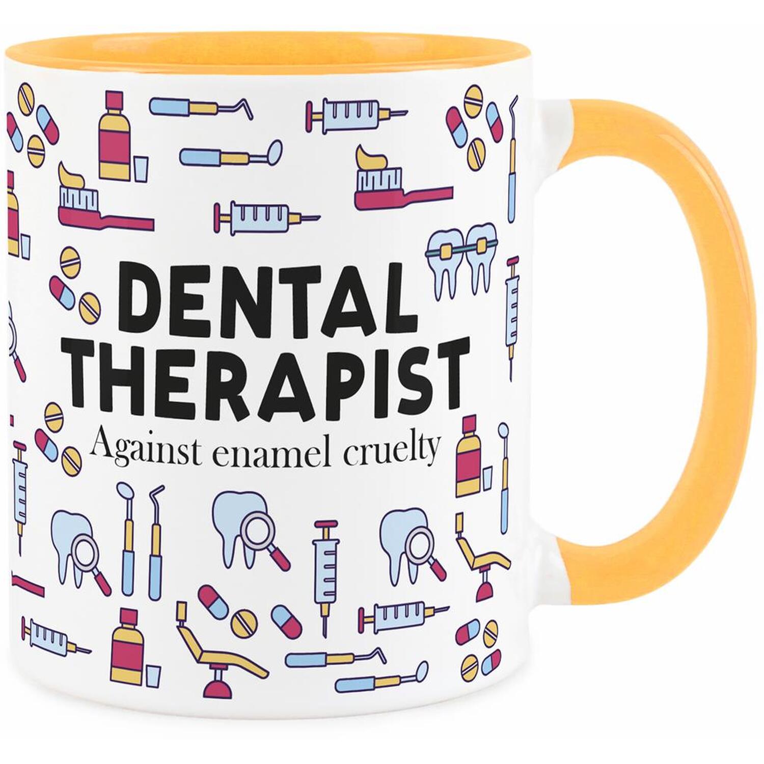 B&Q - Dental Therapist MugHumorous Dentistry Novelty GiftsTea/coffee Hot Drinks Yellow Ceramic Cup Present - Image 2