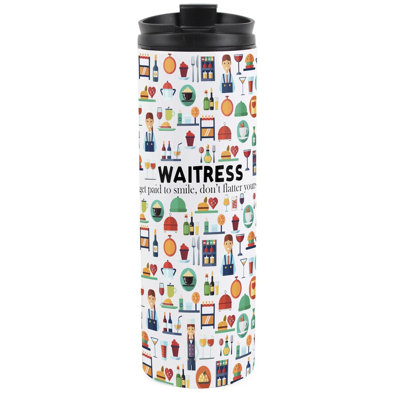 B&Q -  Waitress Travel FlaskGifts For WaitressesReusable Stainless Steel Vacuum-Sealed Double-Walled 500Ml Flask - Image 3