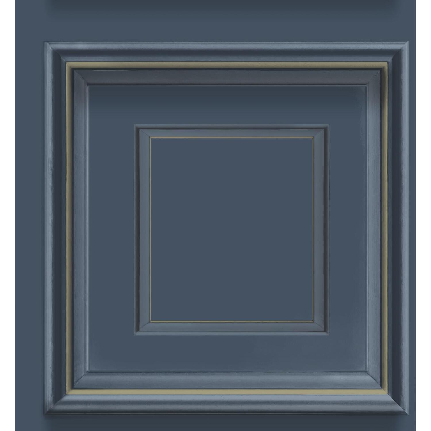 Navy Panel Effect Wallpaper Metallic Gold Realistic 3D Wood Effect Flat Finish 5061018351527 - Image 4