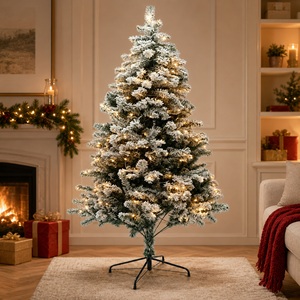 7ft Snow Flocked Prelit Artificial Christmas Tree 300 Warm White LED Lights Xmas