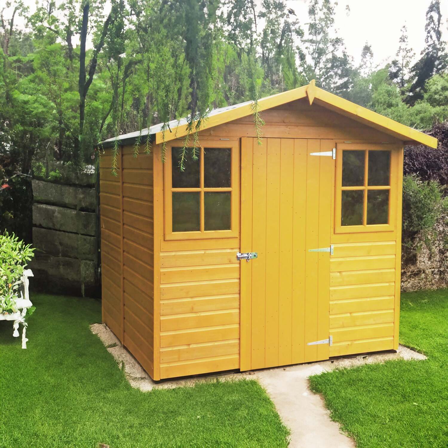 Rackhams Light/Green Casita 7X7 12Mm Interlock Clad Wooden Shed - Image 4