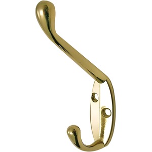 5 Pack of Brass Double Hat and Coat Door Hooks Robe Dress Garment Hangers