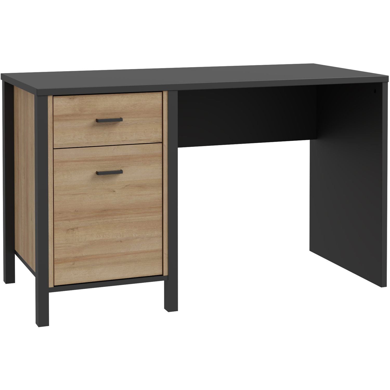 Furniture To Go Black High Rock Desk In Matt /Riviera Oak - & Riviera Oak - 56.5 - 72.3 - Image 3