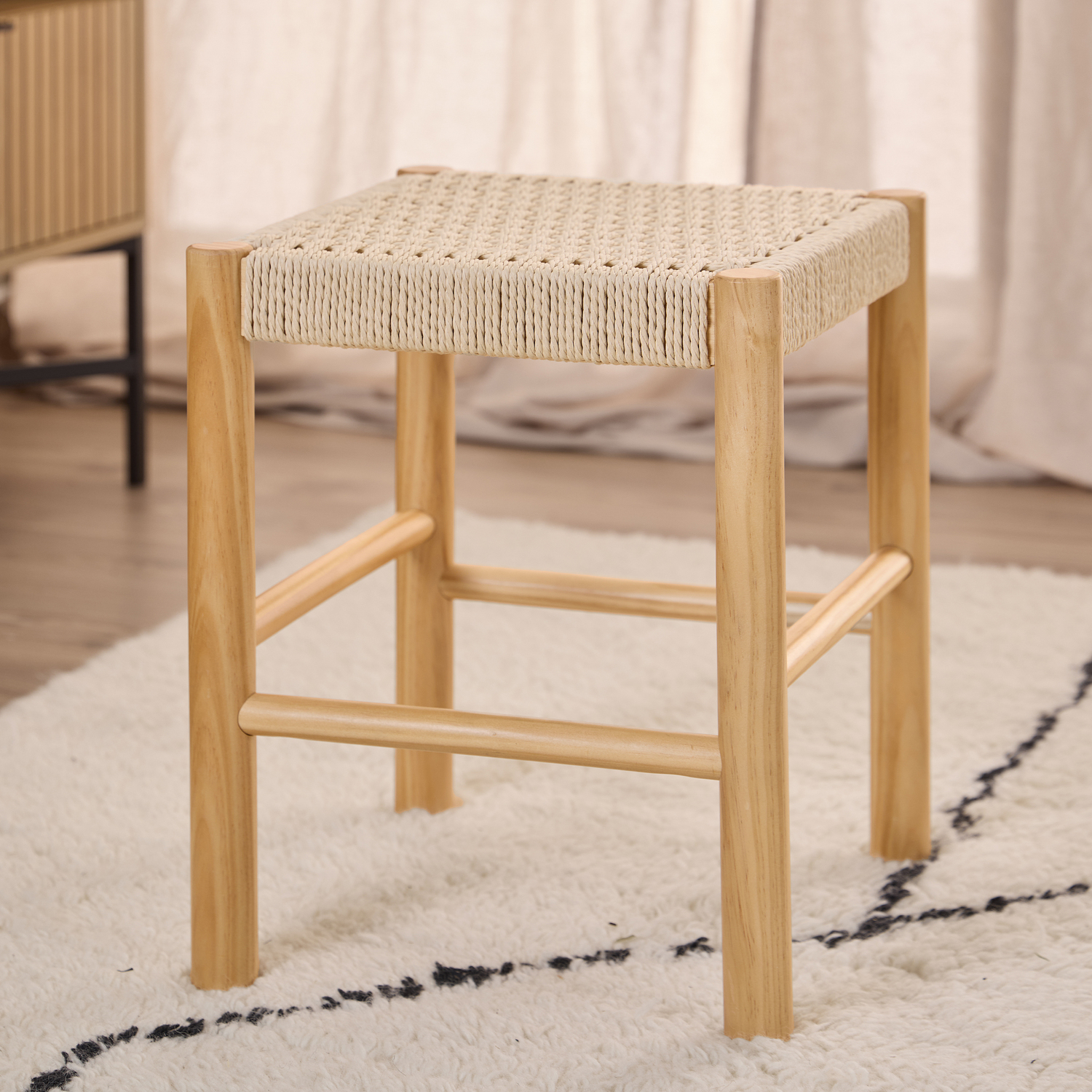 Furniture To Go Florence Alvin Off White Weaved Stool - Image 3
