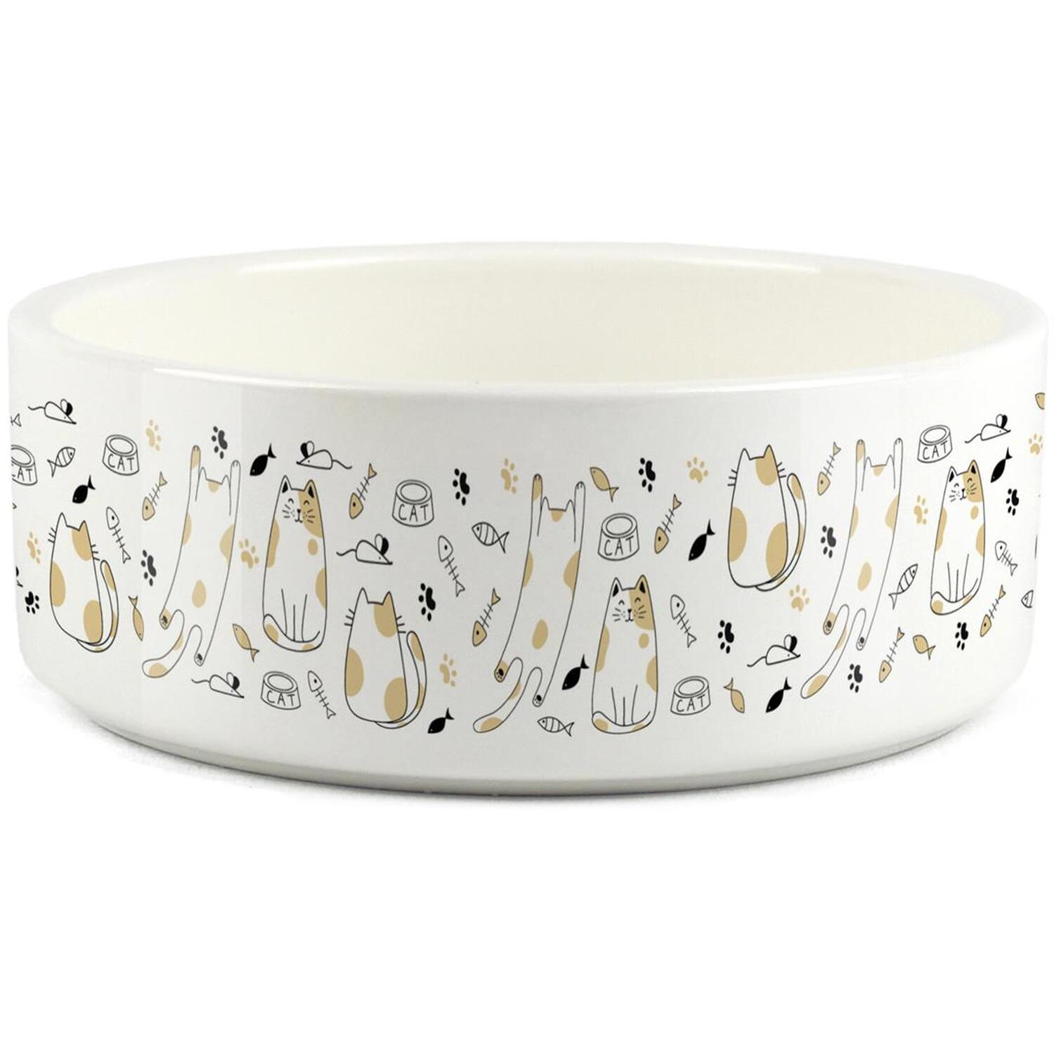 Funky Cartoon Cat Pet Bowl - Small Ceramic Food/Water Dish Gifts for Cats - Image 2