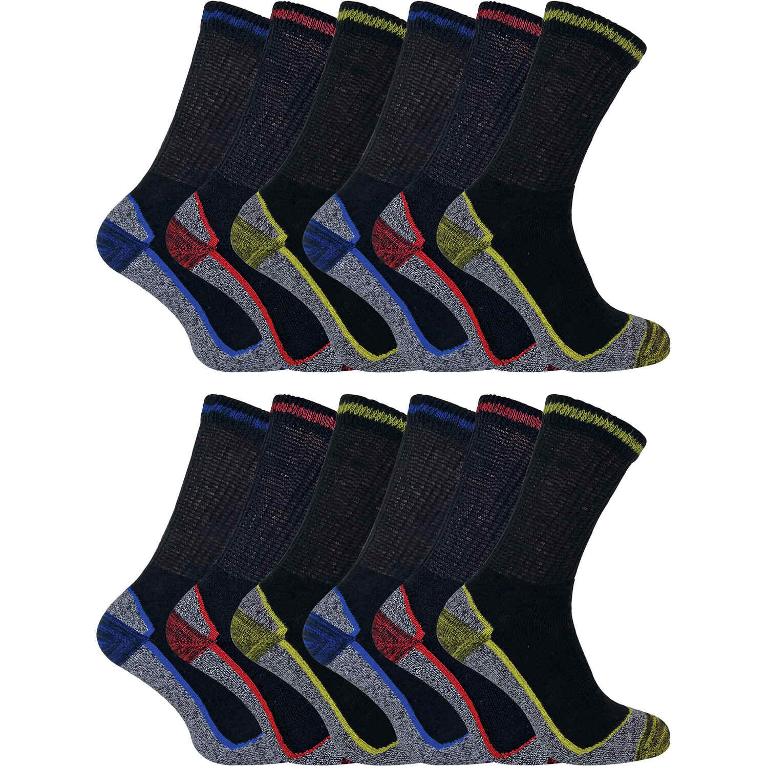 Sock Snob Men's Multicolor 12 Pairs Soft Breathable Bamboo Work Socks | Size: 12-14 - Image 2