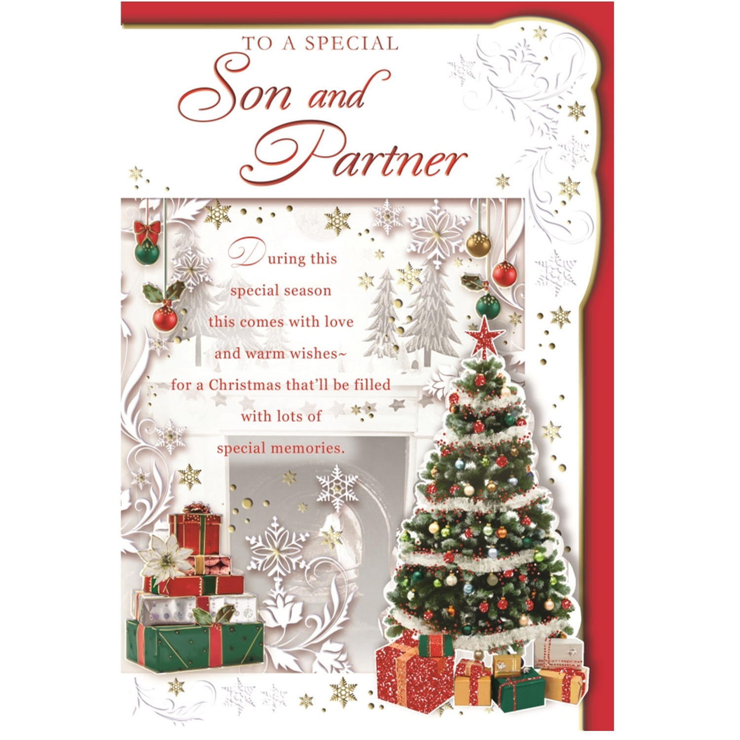 To a Special Son and Partner Special Memories Snowy Christmas Card - Image 2