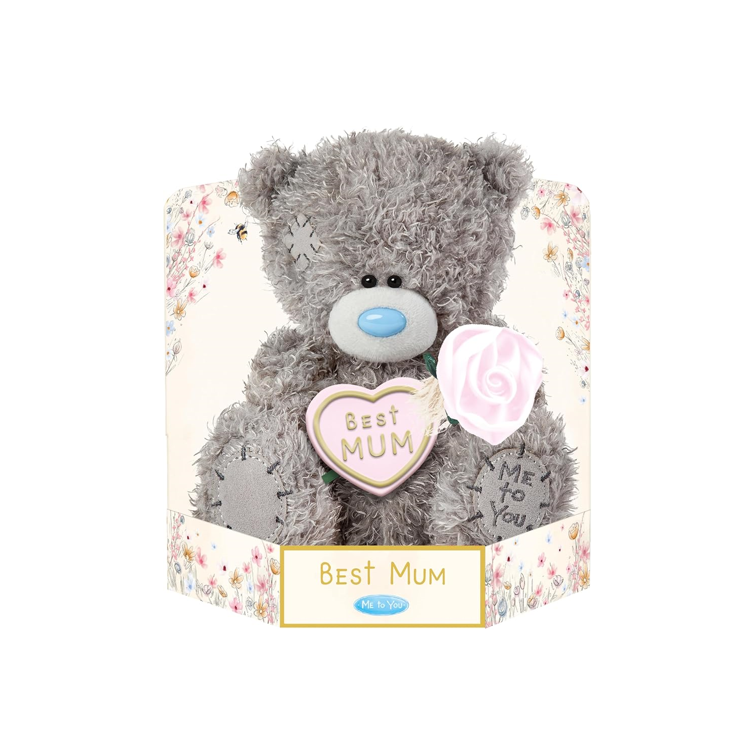 Carte Blanche Greetings Ltd Npp Grey/Pink Best Mum Tatty Teddy Heart With Heart - Cute Mother's Day Gift - Image 5