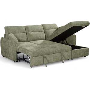Green Chenille Fabric 2C1 Corner Sofabed with Storage ARCHIE