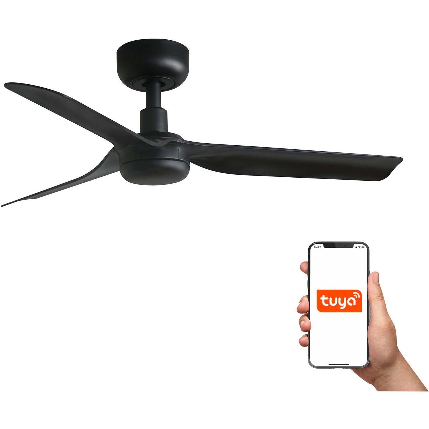 B&Q - Luminosa Mini Punt Small 3 Blade Ceiling Fan Matt Black Tuya Smart System - Image 2