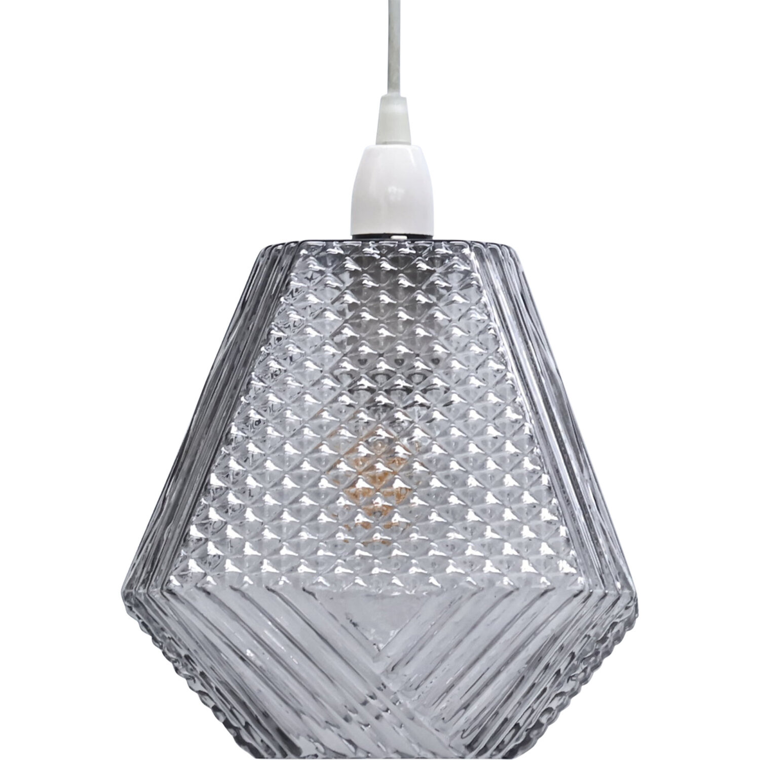 Lens Smoke Glass Easy Fit Glass Pendant Shade - Image 2