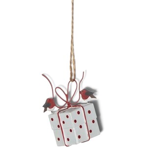 Robins Tying Gift Christmas Tree Decoration
