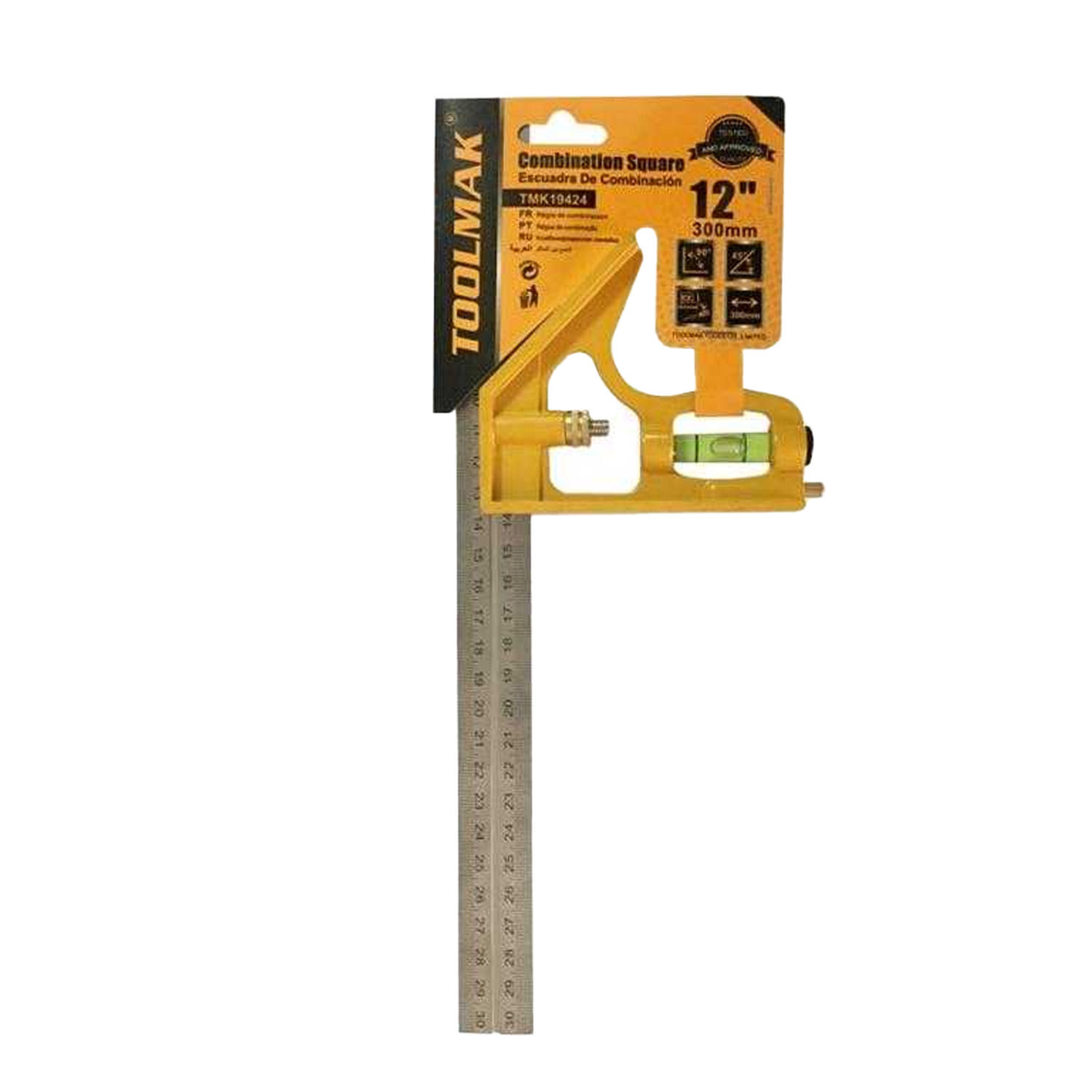 Toolmak Combination Measuring Square - Silver/Yellow