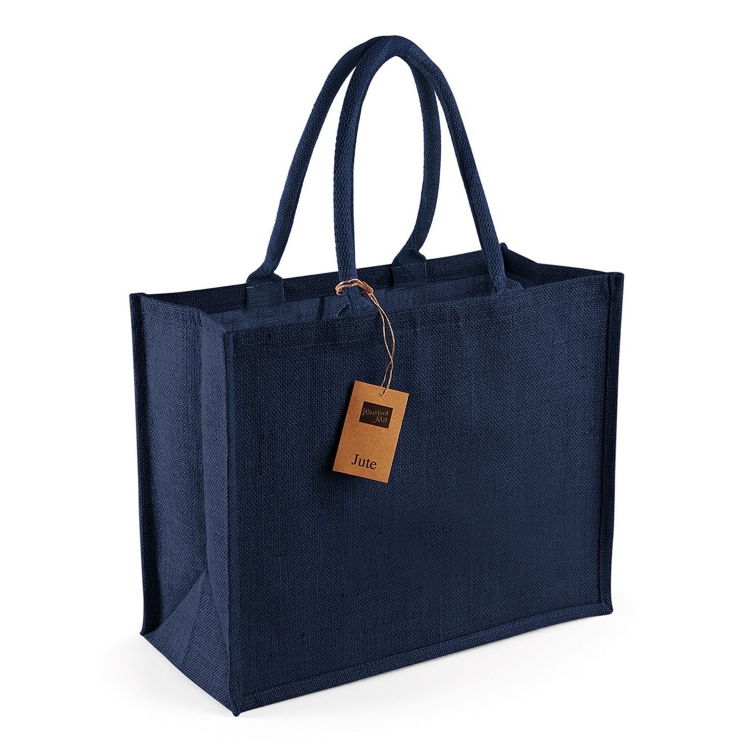 Westford Mill Classic Jute Shopper Bag (21 Litres) A - Navy/Navy
