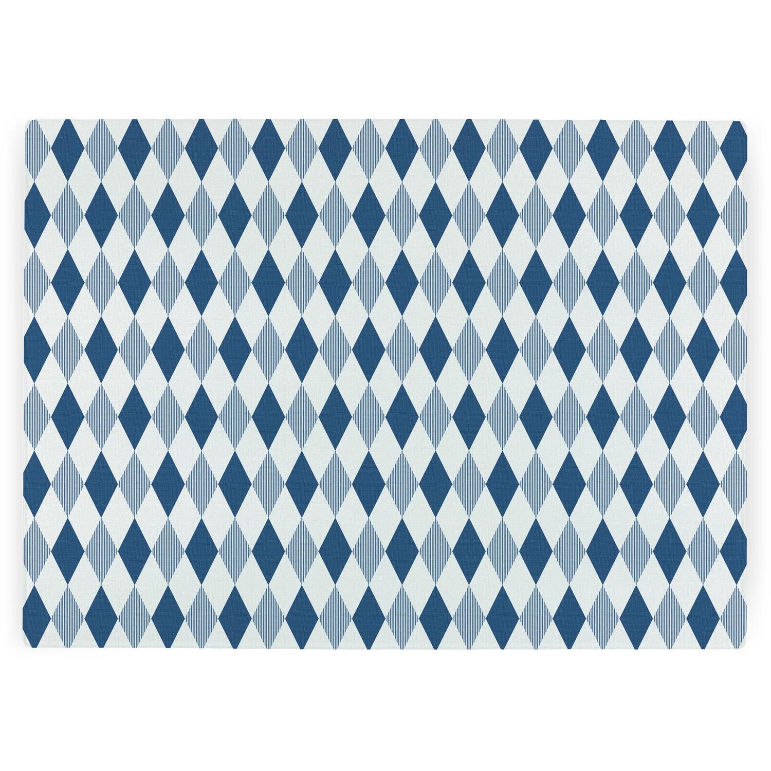 Purely Home Blue Argyle Textured Glass Worktop Protector - Large Kitchen Chopping Board - Blue