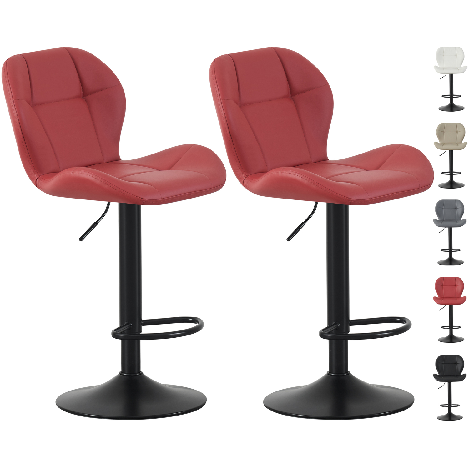 Mcc (Red) Set Of 2 Height Adjustable Kitchen Barstool Stacey - Image 5