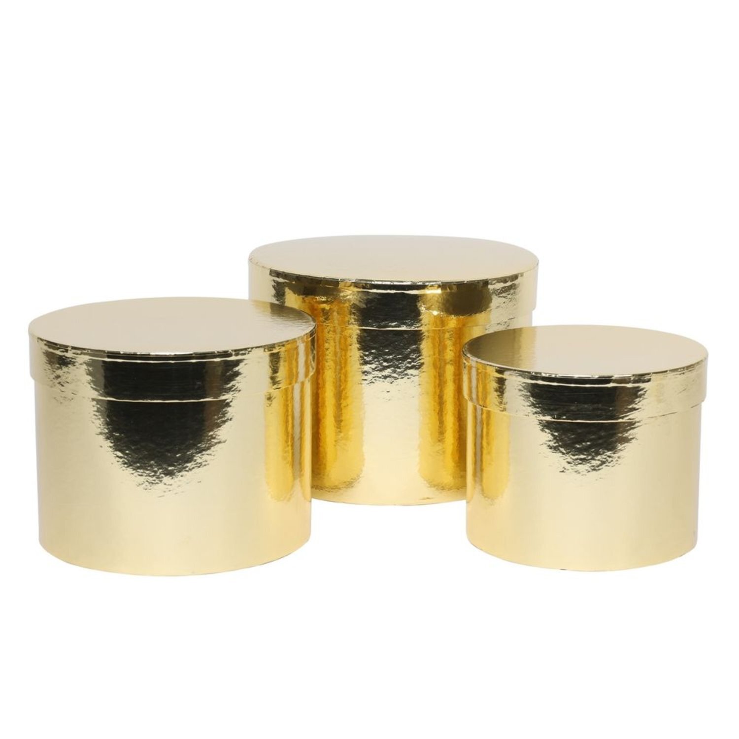 Kdmd Metallic Gold Hat Box Largest D19 X Set Of 3 - Gold
