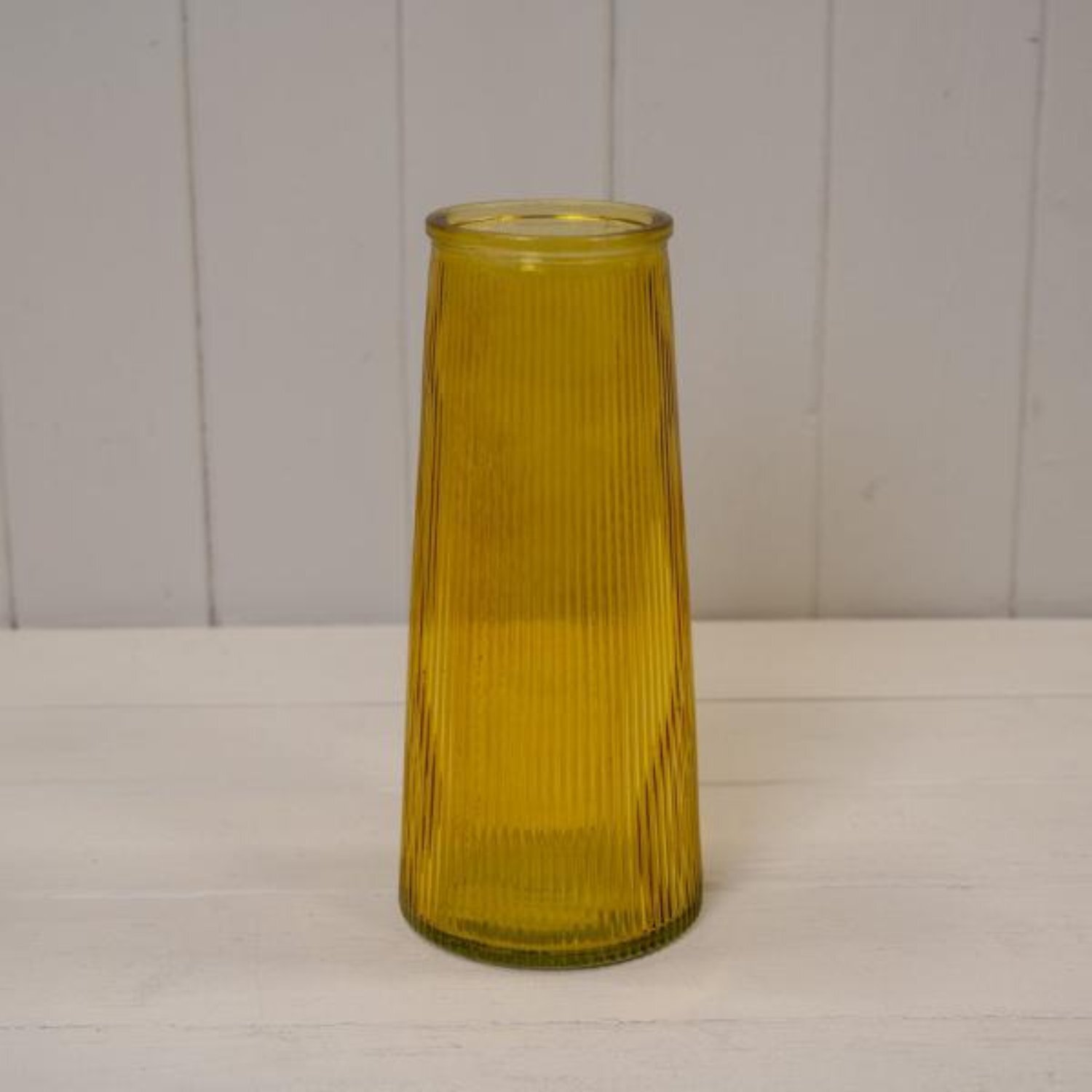 Kdmd Stylish Yellow Tall Ribbed Vase - Yellow