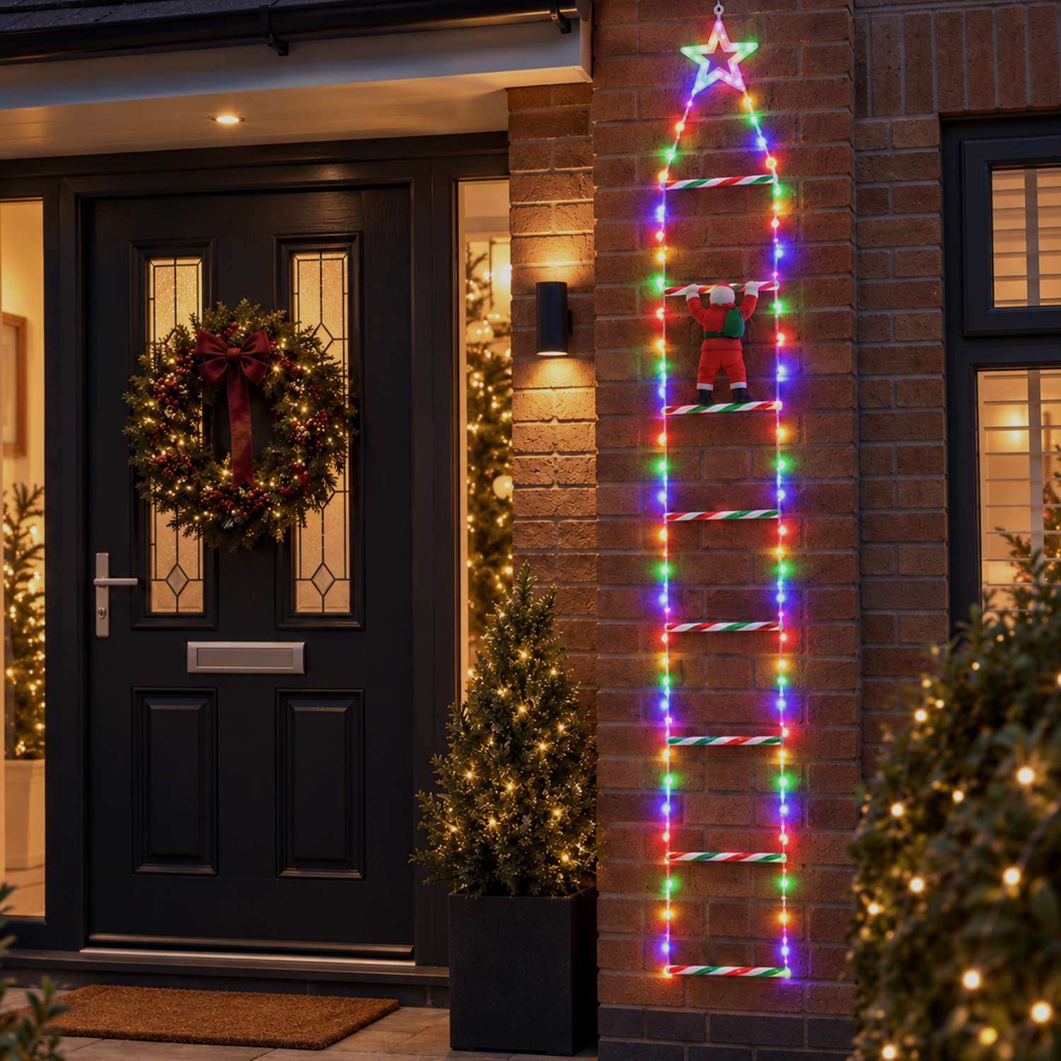 Samuel Alexander 1.92m Climbing Santa Ladder with 124 Multi-Coloured LEDs for Indoor and Outdoor Christmas Decor - Image 2