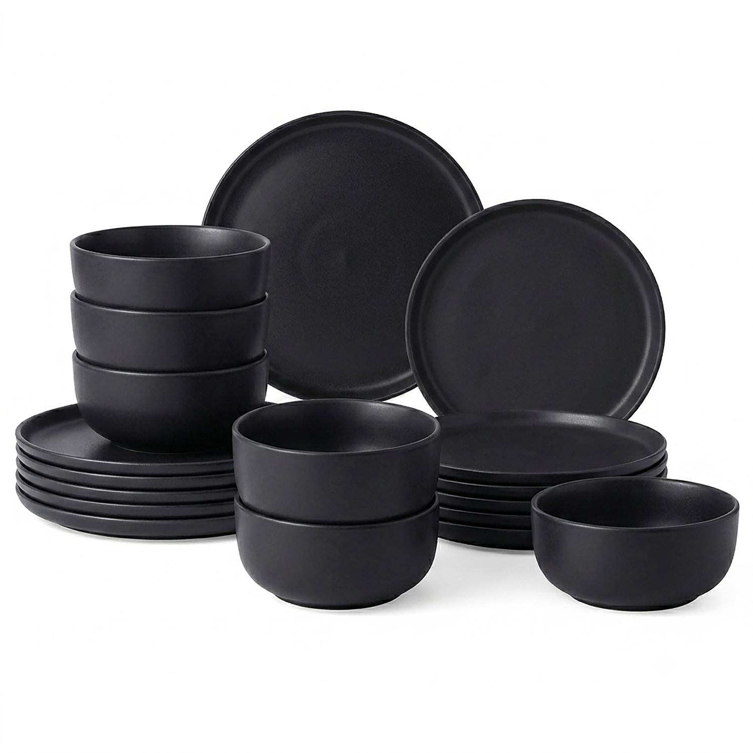 B&Q -  18Pcs Epoque Matt Black Glaze Stoneware Dinner Set. - Image 3