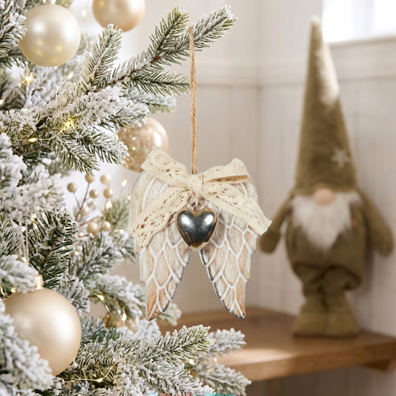Wooden Angel Wings Hanging Halloween Decoration - Gold - Image 2