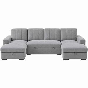 Comaro Grey U Shaped Sofa Bed 5 Seater with Twin Storage Chaises