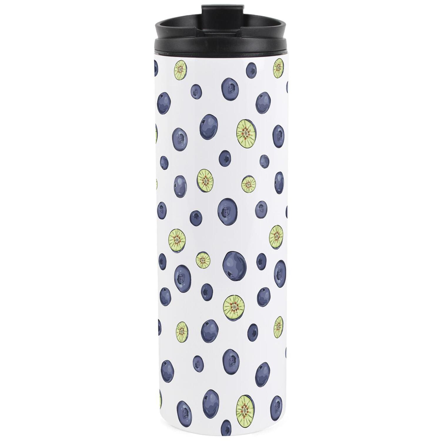 Blueberries Travel Mug - Berry Fruits Reusable Stainless Steel Flask Gift - Image 2